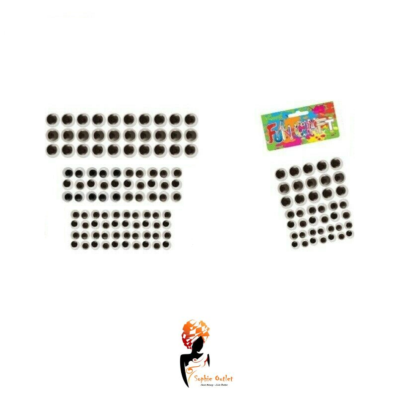 KIDS 100 GOOGLY EYES STICK ON Craft Kit Wiggly Wobbly Sticky Fun Art Activity UK