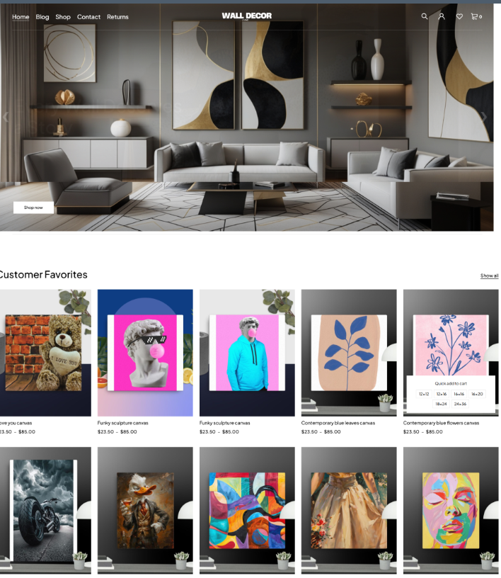 WALL DECOR PRINT ON DEMAND WORDPRESS WEBSITE DESIGN BUSINESS FOR SALE