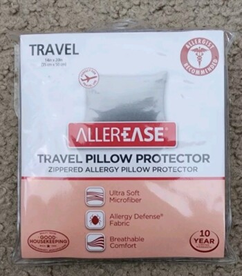 ALLER-EASE MICROFIBER Zippered Allergy Pillow Protector Case 14in x 20in 