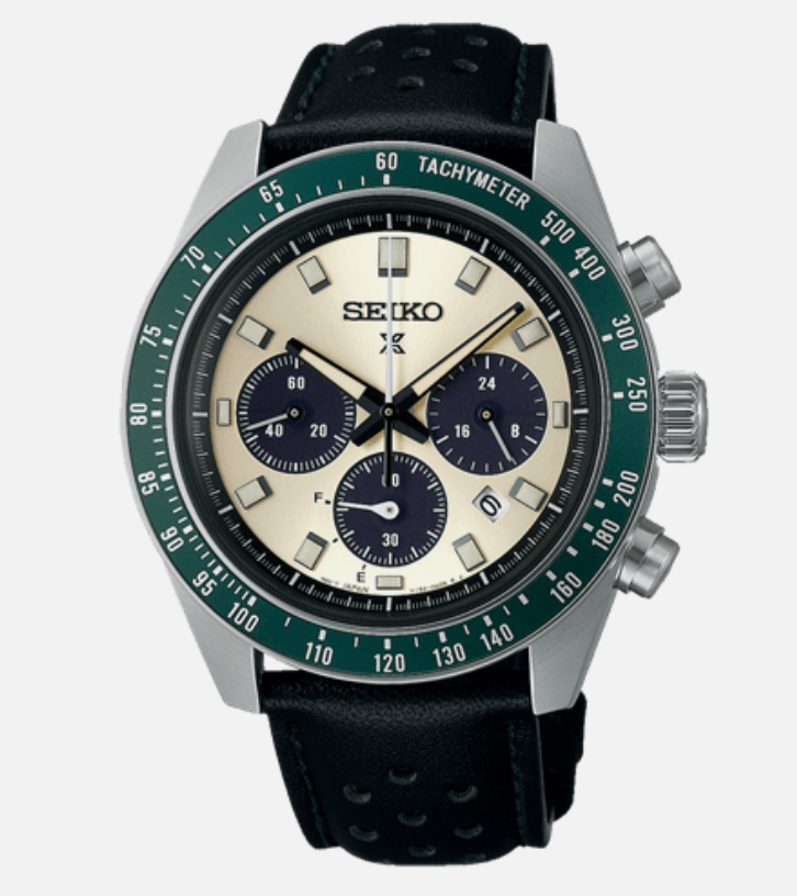 Pre-owned Seiko Ssc943 Prospex Ivory Dial Speedtimer Solar Chronograph Watch 100m Box Tags