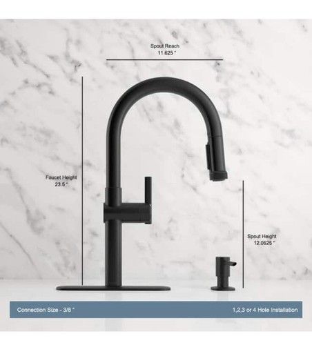 KOHLER Rune Single-Handle Pull-Down Sprayer Kitchen Faucet in Matte Black