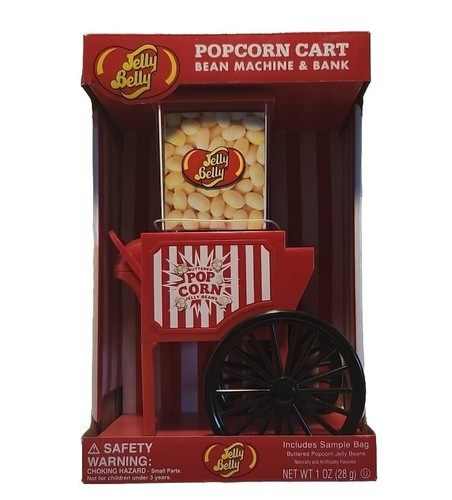 Jelly Belly Popcorn Cart Bean Machine & Bank, Includes Sample Bag Of Jelly Beans
