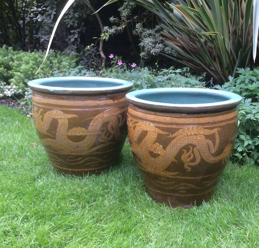 Antique Chinese Duck Egg Pots Great Condition in Paddington, London