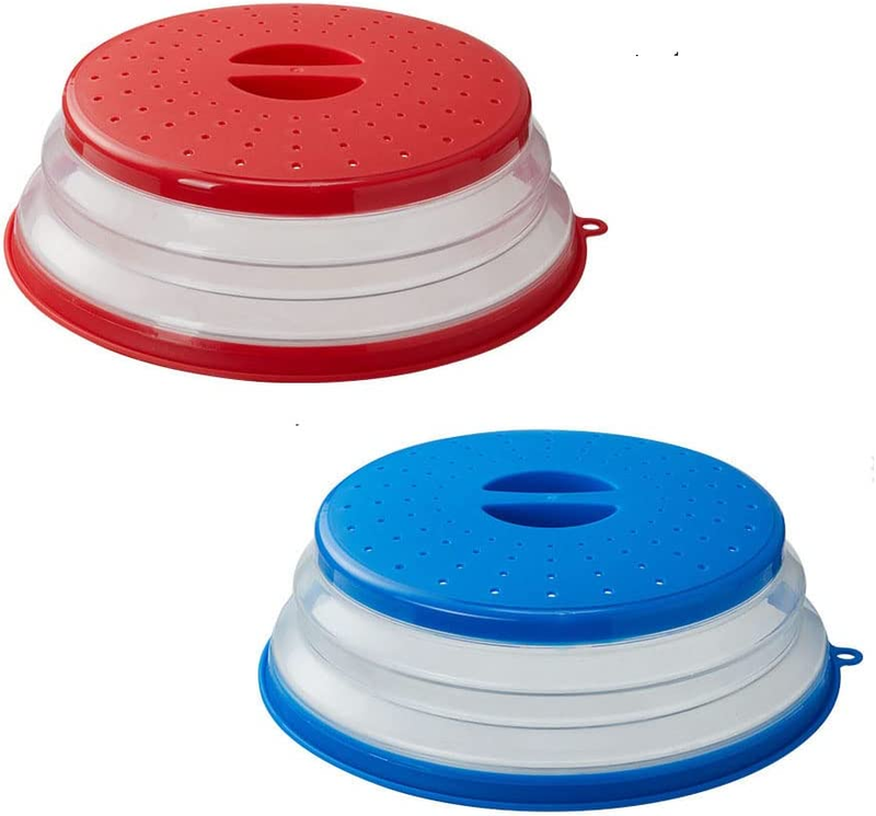 Collapsible Microwave Splatter Cover for Food with Silicone Mats, 10.5 Inch, Dis