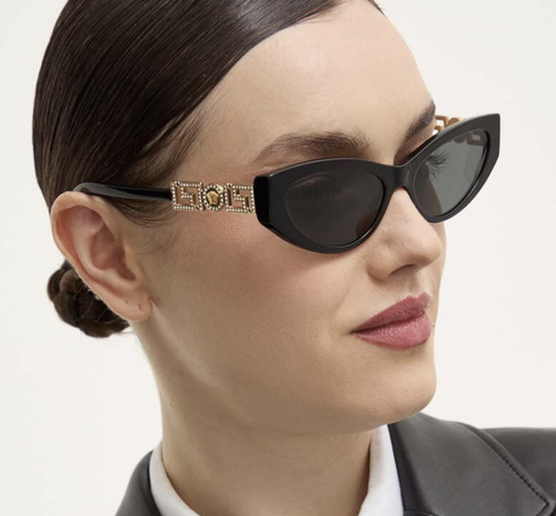 Pre-owned Versace 0ve4470b-gb1/87 Black Sunglasses In Gray