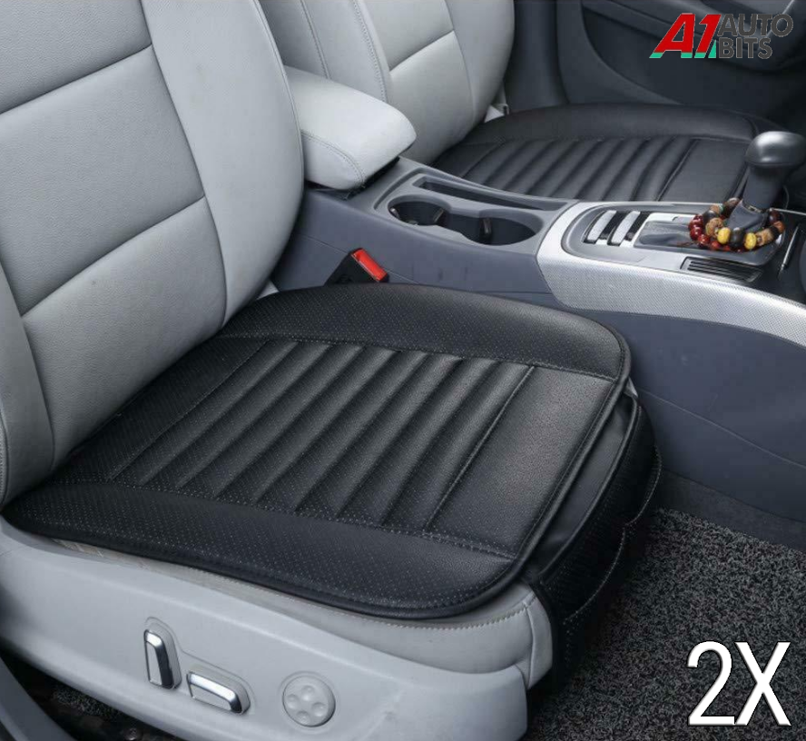2-Pack Black Non-Slip Seat Cover Mats - Universal Fit For Cars, SUVs, & More
