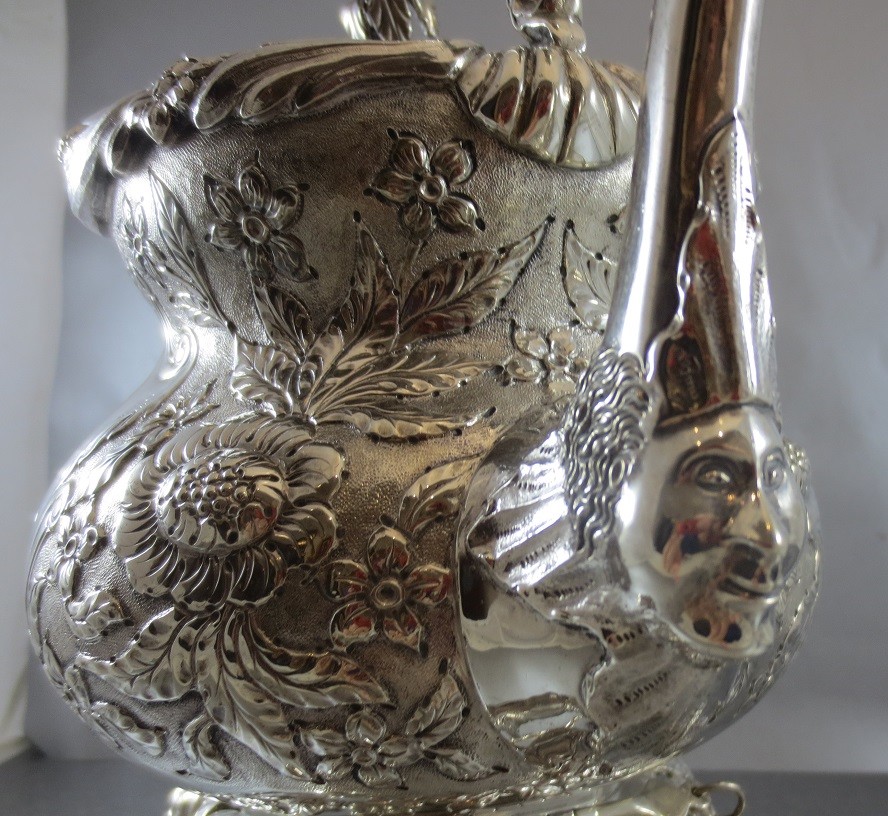 HUGE IRISH STERLING KETTLE! DUBLIN 1912, ALMOST 69 TROY! SUPER ORNATE! CAST WORK