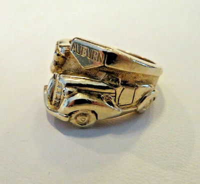 Men's 10K Yellow Gold Kinsley & Sons Gothic Auburn Flying Lady Ring 13 Grams