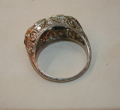 Vintage Art Deco  three ROUND OLD mine CUT 4.28ct  Diamond  Platinum ring