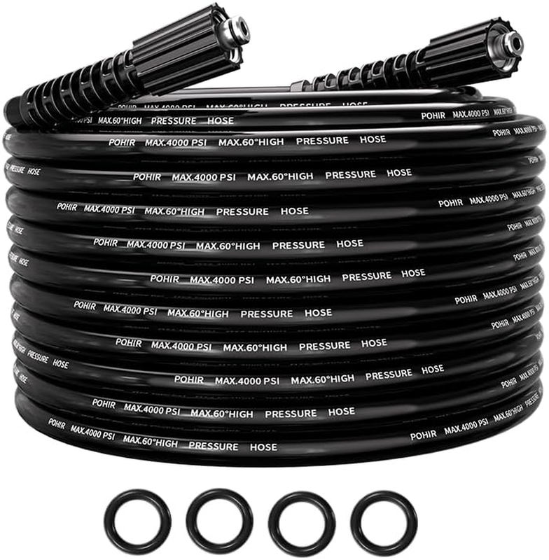 POHIR Pressure Washer Hose 25FT, 1/4'' ID M22 No Kink Replacement Hose