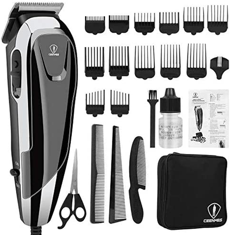 PROFESSIONAL Corded Hair Clippers Trimmer Cutting Kit Guide Combs Accessories