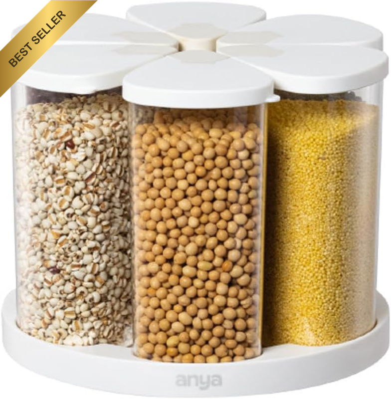 Coarse Grain Tank Set (650Ml * 6) Rotating Storage Barrel – Moisture-Proof Seale