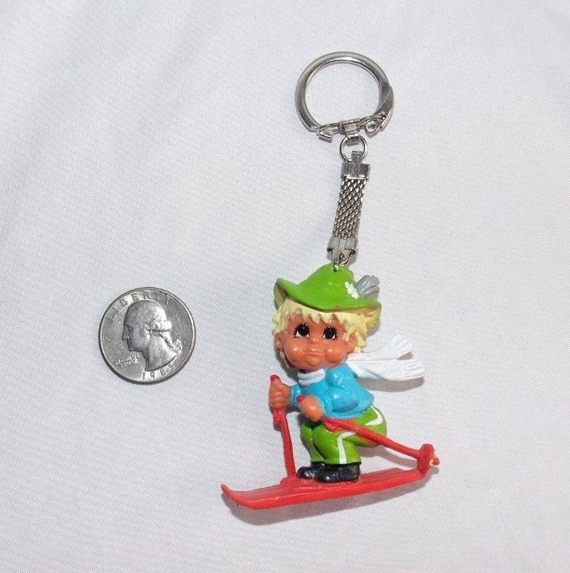 Vtg Billy Rubber Key Chain West Germany 1978 Skier Mascot Webefiguren Sport