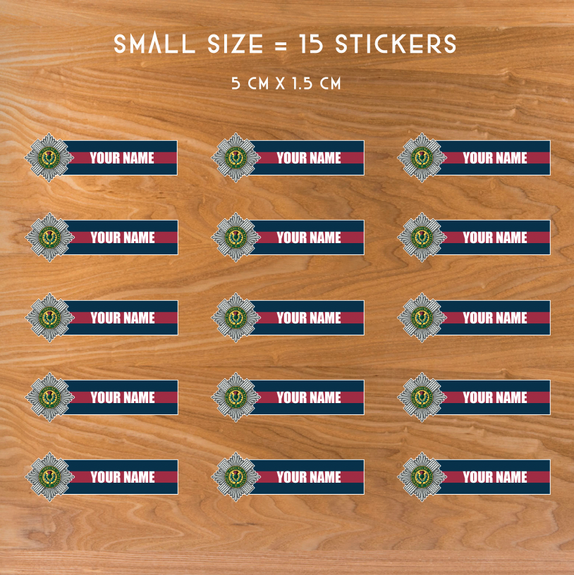 Custom Scots Guards Waterproof Vinyl Name Stickers - Personalised - Picture 9 of 12