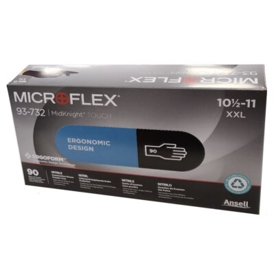 *100-Gloves* Microflex MidKnight Touch PF Exam Nitrile 10.5-11 XX-Large 93-732