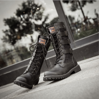 UK Men's Punk Gothic Combat Military Boots Mid Calf Boots Biker Tactical  Shoes