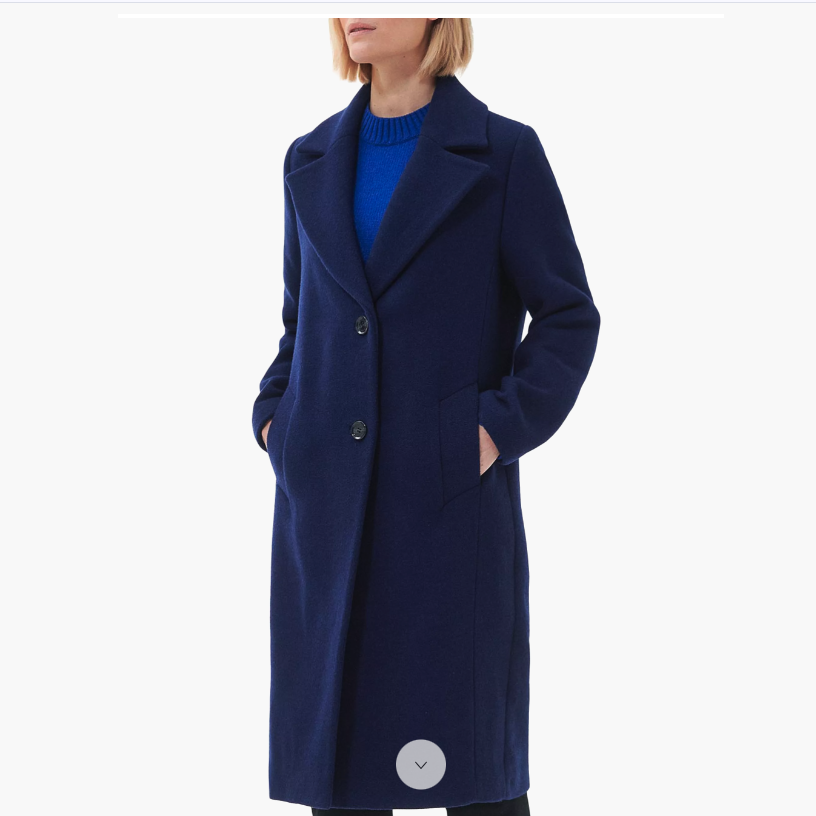 Pre-owned Barbour Angelina Flattering Longline Wool-ble Coat Msrp$680 Gorgeous Azure Blue