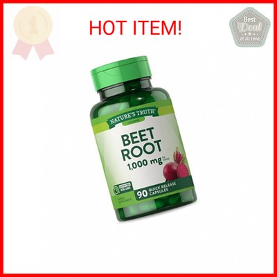 Beet Root Capsules 1000mg Herbal Extract Gluten Free Non-GMO Supplement 90 Count