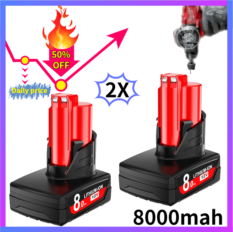 2Pack For Milwaukee 48-11-2460 for M12 LITHIUM 8.0Ah Extende
