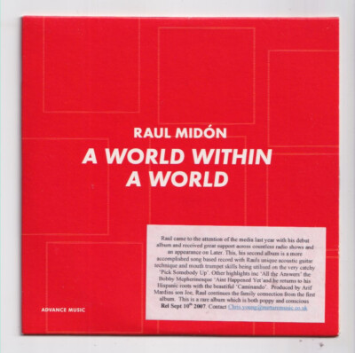 (LI833) Raul Midon, A World Within A World - 2007 DJ CD