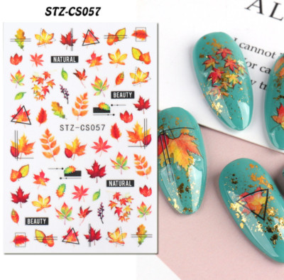 3D Autumn Leaf Maple Nail Art Sticker Geometric Fall Thanksgiving DIY CS57 NH15