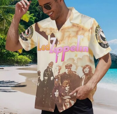 Rock Music Hawaiian Button Shirt. Led Zeppelin