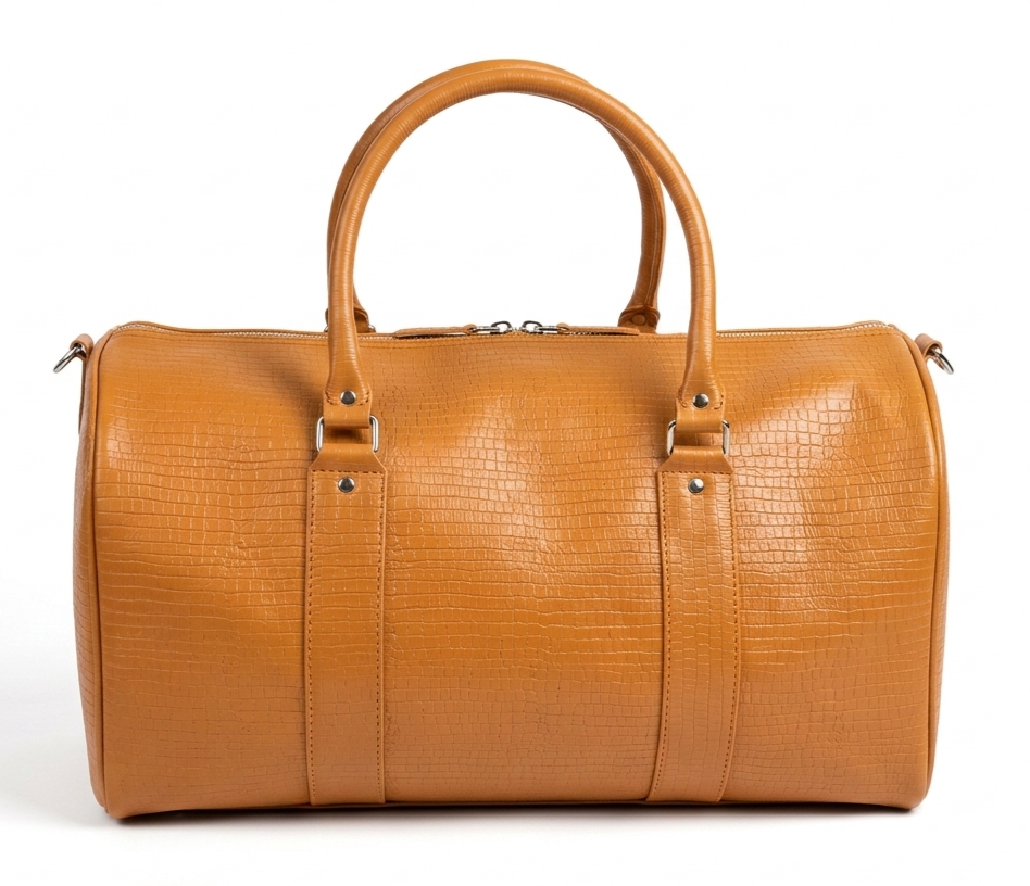 PU Leather Gym Sports Bag Travel Duffle Weekend Cabin Luggage Tan 