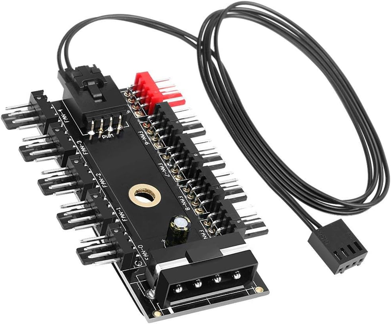 PC Chassis Fan Hub CPU Cooling HUB 10 Port 12V 4 Pin Fan PWM H...