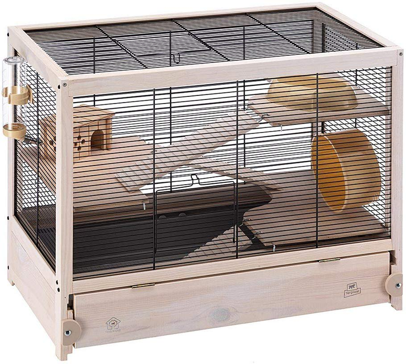 Ferplast Hamsterville Hamster Cage | Natural Wood Hamster Cage Includes ALL Acce