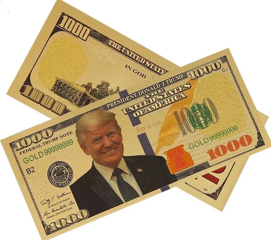 GOLD Foil US DONALD TRUMP $1000 Dollar Bill MAGA Republican Collection Note 2024
