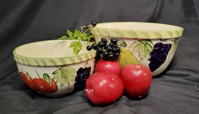 2 Pc. Ceramic Fruit Print Bowl Set