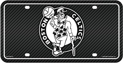Boston Celtics Metal Auto Tag License Plate, Carbon Fiber Design, 6x12 Inch