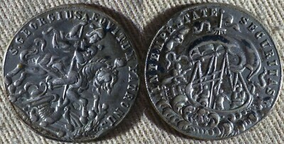 Medal :St.George English Hall Marked ''JN'' J. Needham Silver Plated 23 mm IRTM844