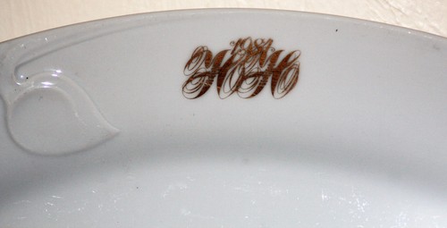 HUTSCHREUTHER Fleuron Blanche 52-pcs Platters Cups Plates Bowls Monogrammed VTG