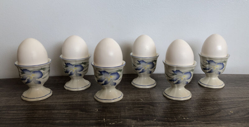 VILLEROY BOCH-RIVIERA Floral Single Egg Cups Set of Six (6) Beautiful EUC!