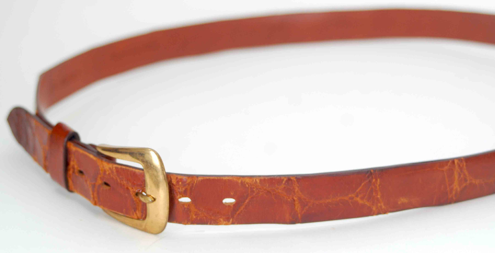 VINTAGE HAMLEY CIRCLE H REAL ALLIGATOR BELT SOLID BRONZE BUCKLE 38 WESTERN