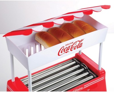Nostalgia Coca-Cola Hot Dog Roller Grill Stainless Steel Adjustable Heat Setting