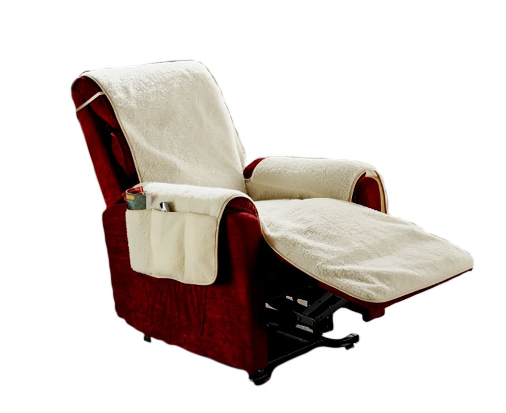 Fleece Recliner Chair Cover Furniture Protector with 6 Storage Pockets