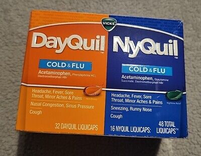 Vicks Cold & Flu DayQuil (32 Caps) NyQuil (16 Caps) -exp: 1/26