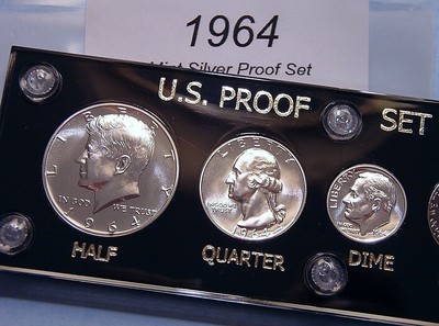 1964 U.S. MINT SILVER PROOF SET DEEP MIRROR COINS GORGEOUS in CAPITAL DISPLAY