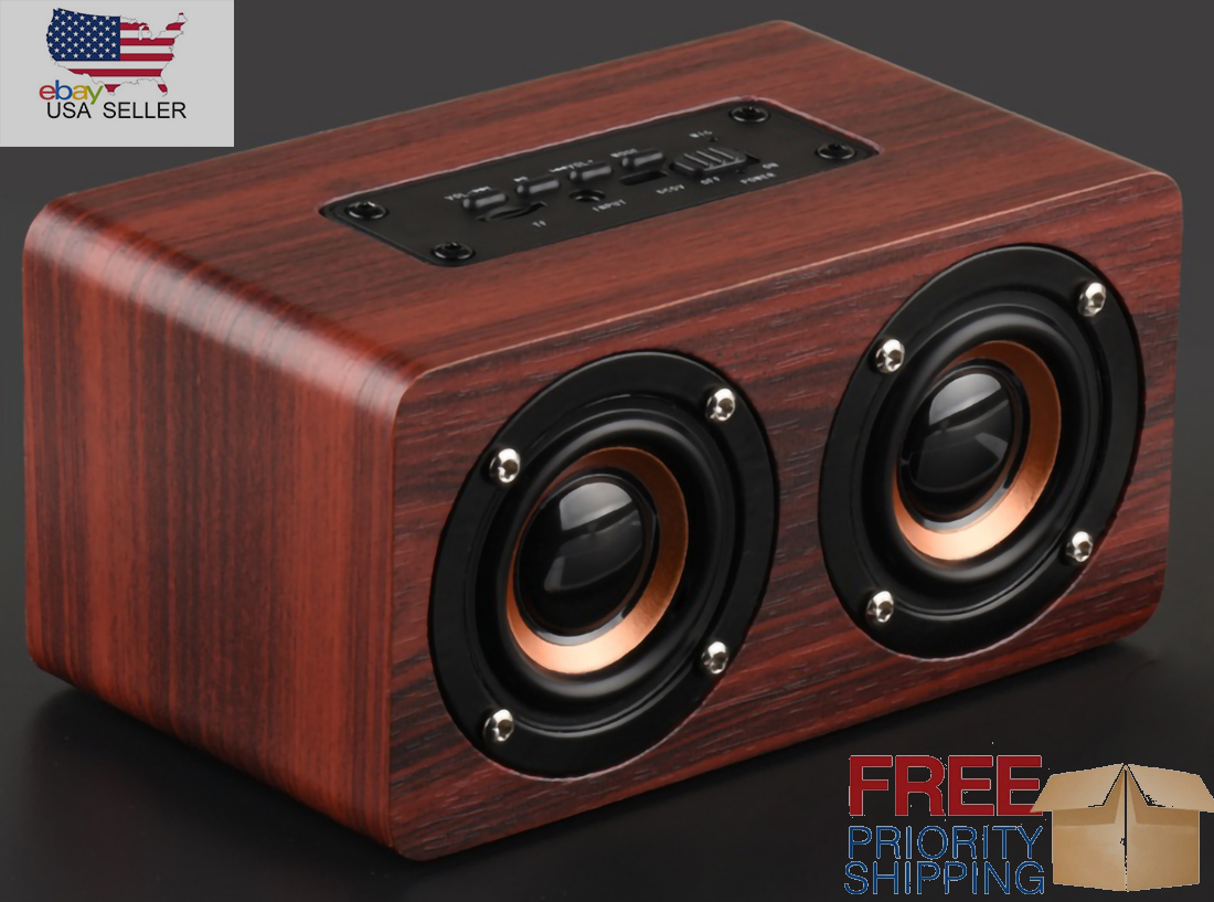 Retro Wooden Bluetooth Speaker, Wireless Dual 5W Loudspeaker