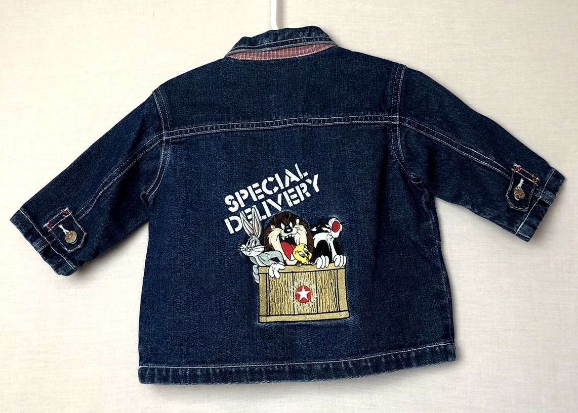 Warner Bros Studio Baby Looney Tunes Denim Jean Jacket Vtg