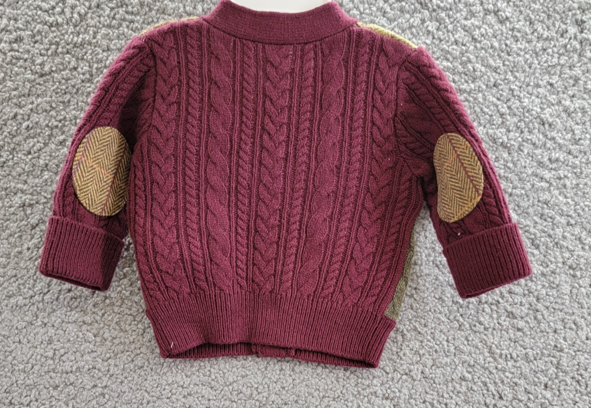 Ralph Lauren Wool Blend Patchwork V-Neck Cardigan Baby Boys' 3-6Mos Multi L/S - Picture 11 of 18