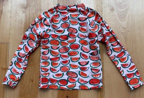 EUC J. Crew Crewcuts Girls Pink Watermelon Long Sleeve Rash Guard Size 6-7