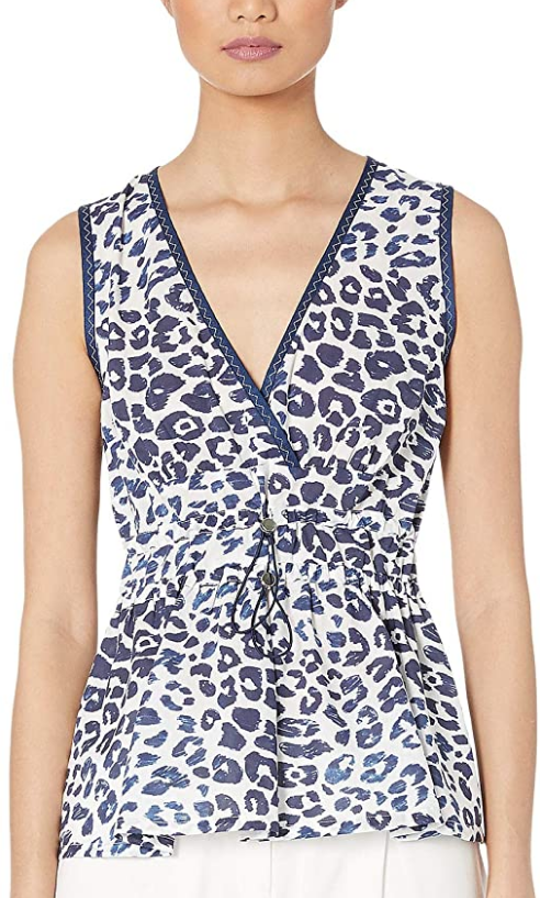 Sportmax Code Blue/White Leopard Print Women's Top L83611 Sportmax Code Blue/White Leopard Print Women's Top L83611