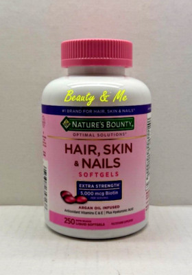 Nature's Bounty HAIR SKIN and NAILS 250 Softgels Multivitamin 5000 mcg Biotin
