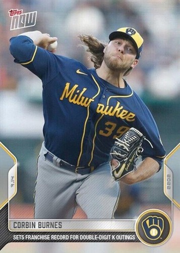 2022 Topps Now Blue Parallel #531 Corbin Burnes Brewers 42