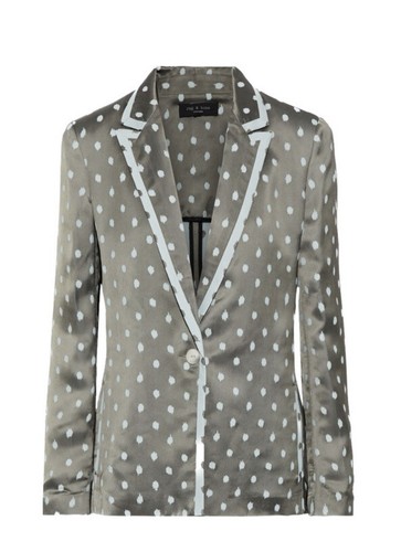 Rag and bone Bonnie Polka Dot Satin-jacquard grey green blazer Size 0  Women’s