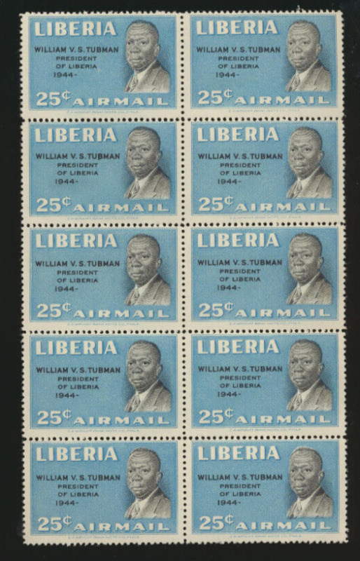 Liberia William Tubman President #C65 Mint Never Hinged BLOCK OF TEN STAMPS