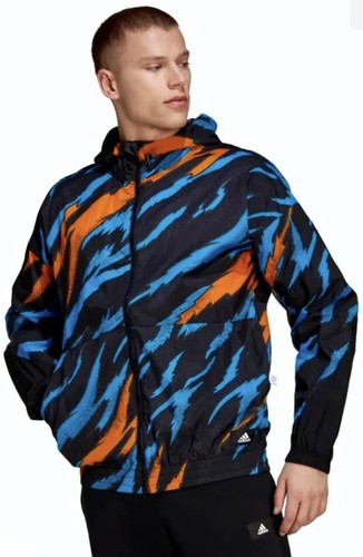 Adidas Trvl Tiger Camo Windbreaker Jacket Men's Black HE2260